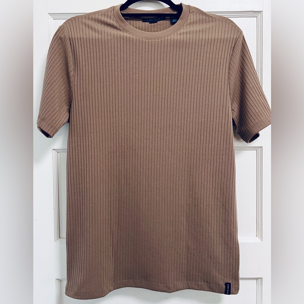 PERRY ELLIS Men's Brown Ribbed T-Shirt